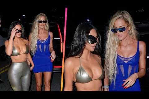 Kim and Khloé Kardashian Take Miami in Sexy Swimwear Looks