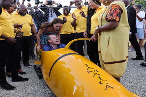 Kate and Prince William grin in ‘Cool Runnings’ bobsleigh and Duchess plays drum in Jamaica