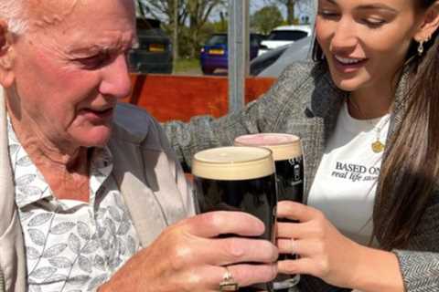 Michelle Keegan looks amazing as she enjoys a pint of Guinness in the sun with her granddad