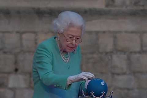 Queen lights Platinum Jubilee beacon in special ceremony after pulling out of St Paul’s service..