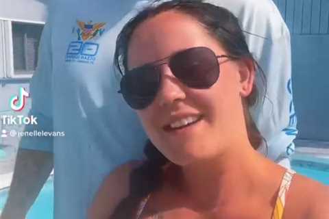 Teen Mom Jenelle Evans shows off cleavage & curves in teeny bikini during day in the sun with..