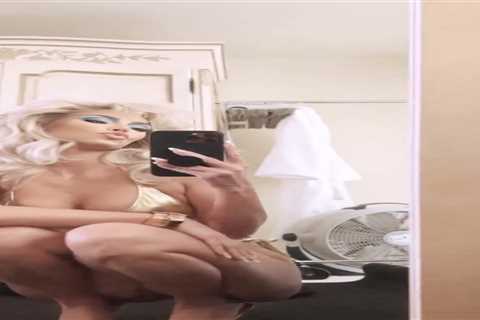 Kim Kardashian flaunts major cleavage in tiny metallic bikini in new video after fans ripped..