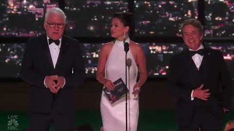 Selena Gomez with Steve Martin and Martin Short at the #Emmys2022.