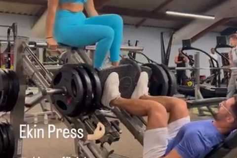 Love Island’s Davide Sanclimenti uses Ekin-Su as a leg press in steamy workout clip