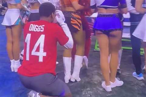 Bills’ Stefon Diggs raises eyebrows for kneeling behind cheerleaders after scoring touchdown