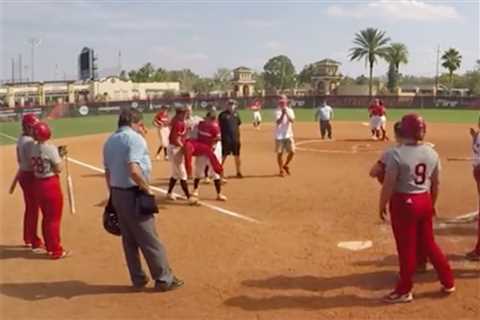 College softball player suffers injury after hitting grand slam, opponents carry her around bases