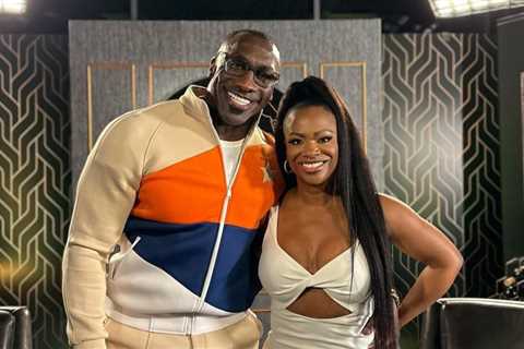 Shannon Sharpe Welcomes Kandi Burruss Onto His Talk Show Wearing a Striped Tracksuit by Starstruck