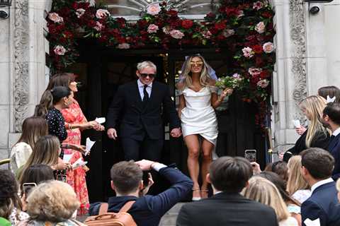 Made In Chelsea stars Jamie Laing and Sophie Habboo just married in Chelsea as they hold hands in..