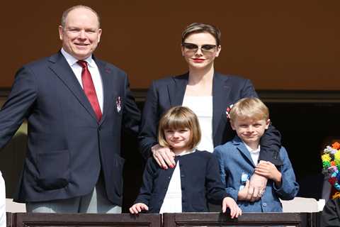 Scandal-hit Princess Charlene and Prince Albert of Monaco don matching outfits as they appear with..