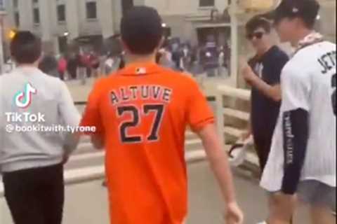Fan forced to wear José Altuve’s Astros uniform at Yankees game in brutal fantasy football..