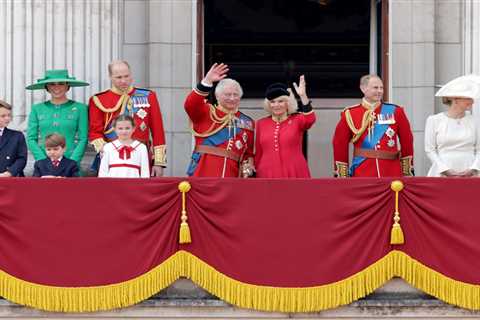 Beaming King Charles and royal family wave to crowds from Buckingham Palace balcony as Red Arrows..