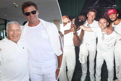 Tom Brady, Robert Kraft all smiles during reunion at Michael Rubin’s Hamptons white party