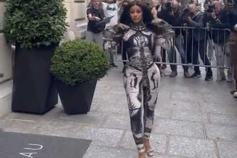 Fashion Bomb Couture: Cardi B Struts in a Jean Paul Gaultier Graphic Print Catsuit