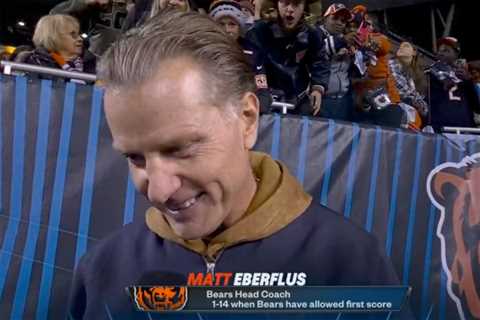 Matt Eberflus has bizarre ‘up our sleeve’ interview during Bears win