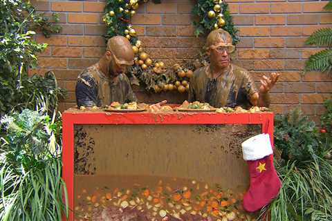 Nigel Farage and Marvin Humes Get Covered in Gravy in I'm A Celebrity Bushtucker Trial