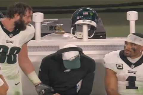 Eagles’ Dallas Goedert has animated sideline exchange with Jalen Hurts during playoff flop