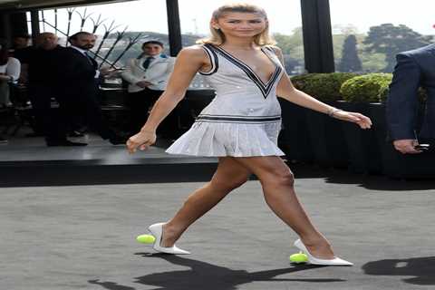 Zendaya Stuns in Tennis Ball High Heels and Silver Dress While Promoting New Movie Challengers