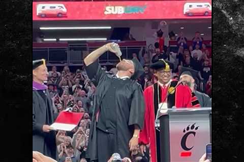 Travis Kelce Sucks Down Beer After Receiving Univ. Of Cincinnati Diploma