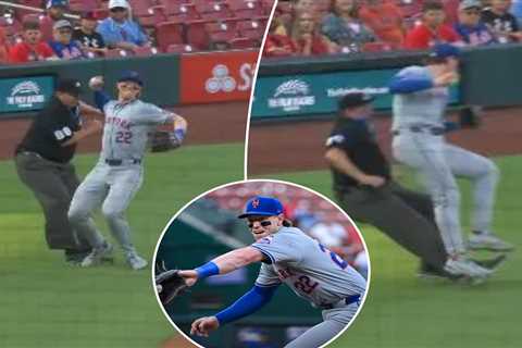 Mets’ Brett Baty runs into umpire, goes tumbling down on him in ‘embarrassing’ moment