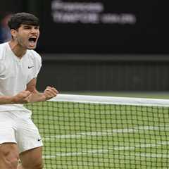 Carlos Alcaraz survives Frances Tiafoe’s third-round Wimbledon challenge