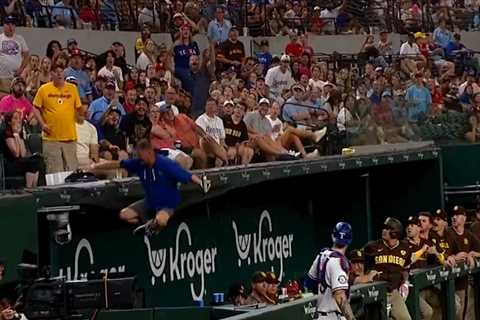 Rangers fan thrown out of game after falling into dugout: ‘Time for cha-cha to go’