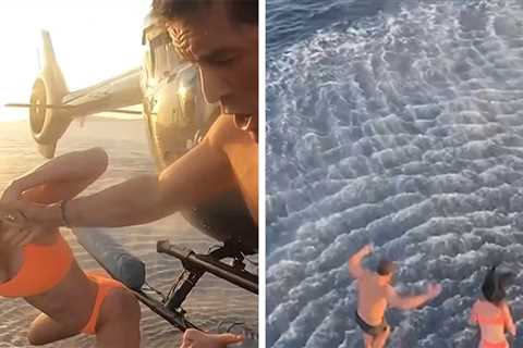 Katy Perry and Orlando Bloom Plunge From Helicopter Into Ocean in Sardinia