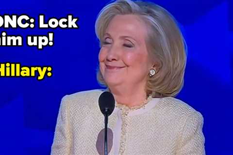 Hillary Clinton's Little Smile During The DNC's Lock Him Up Chant Is Going Viral For Obvious Reasons