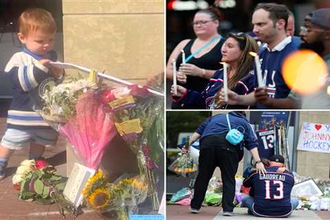 Young fan heartbreakingly adds stick to Johnny Gaudreau memorial as fans mourned outside Blue..