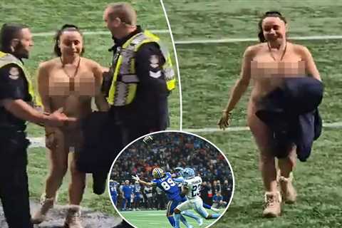 Streaker bares it all in insane Grey Cup scene