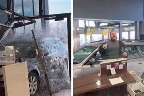 Angry Customer Crashes Into Utah Dealership Over Refund Dispute, On Camera