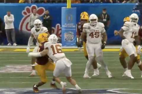 Refs eviscerated for controversial non-targeting call in Texas-Arizona State CFP quarterfinal