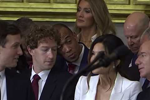 Mark Zuckerberg Spotted Staring at Lauren Sanchez's Boobs at Inauguration