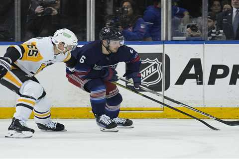 Rangers’ Zac Jones struggles in rare ice time during loss to Penguins