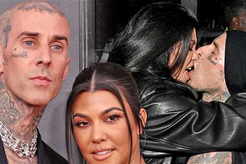 Kourtney Kardashian, Travis Barker Make Out at FanDuel Super Bowl Bash