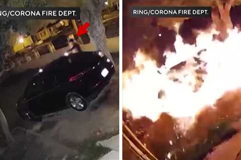 Arson Suspect Lights Self on Fire While Trying to Blow Up Car, on Video