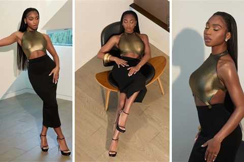 Another Look: Normani Wore a Gold and Black Vintage Geoffrey Beene Vintage 1999 Look to the Fashion ..