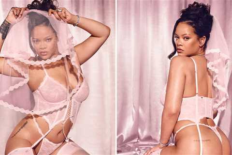 Rihanna Poses in Pink Lingerie for Her Savage X Fenty Bridal Collection