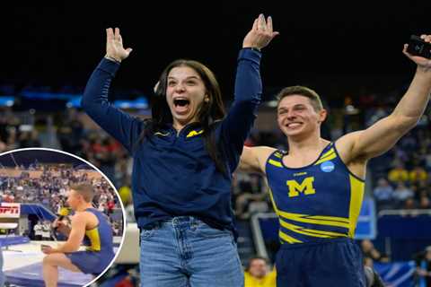 Olympic gymnast Paul Juda proposes to girlfriend after leading Michigan to national championship