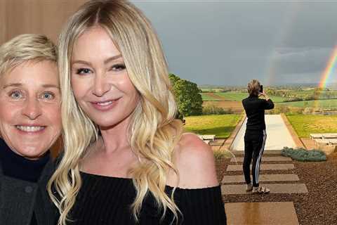 Ellen DeGeneres Takes In Rainbow at Picturesque English Countryside Home