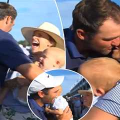 Scottie Scheffler kisses wife Meredith, hugs son Bennett in sweet moment after PGA Championship win