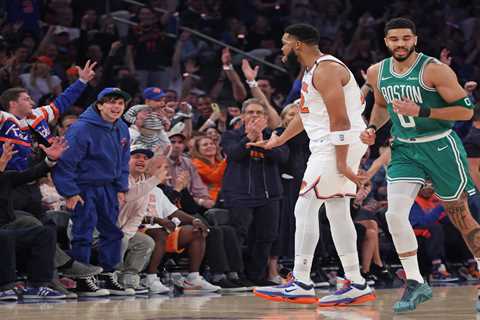 Timothy Chalamet takes in Knicks-Celtics Game 3 courtside as stars flock to Garden