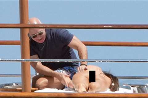 Jeff Bezos & Lauren Sanchez Get Handsy on Super Yacht in South of France