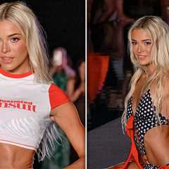 Livvy Dunne Drops Into a Split on the Sports Illustrated Runway