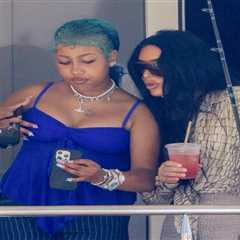 Kim Kardashian Makes Waves in Acne Snake  Print Top and Skims Crocodile Bikini Top and Capris..