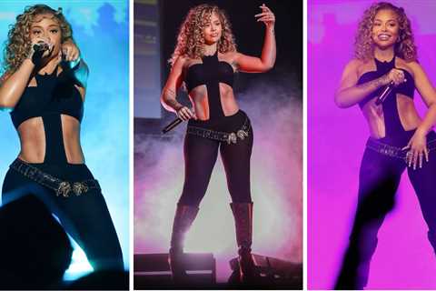 You Ask, we answer! Latto Performed in a Black NiiHai Jumpsuit and Jose Cortes Belt at the Roots..