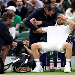 Grigor Dimitrov’s upset bid against Jannik Sinner halted by injury in Wimbledon crusher