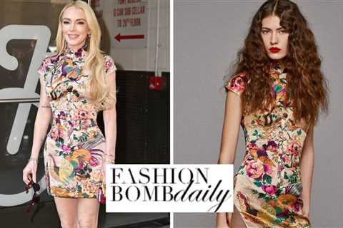 Lindsay Lohan Promoted ‘Freakier Friday’ in a Multicolor Roberto Cavalli Dress
