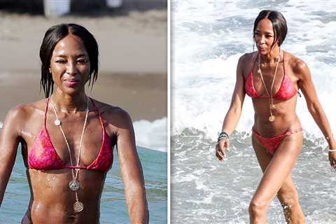 Naomi Campbell Flaunts Bikini Body During Beach Day in Ibiza