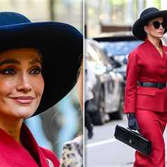 Jennifer Lopez Sizzles in All-Red Look on NYC Set of New Thriller