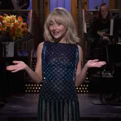 Sabrina Carpenter Jokes About ‘Man’s Best Friend’ Cover in Raunchy ‘SNL’ Monologue: Watch